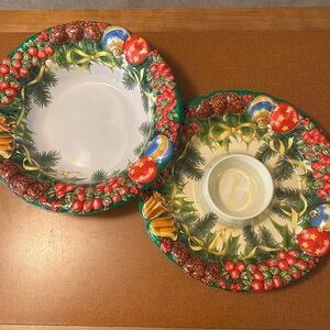 Vintage set of Holiday Medley Plastic Serving‎ Bowls by Ullman Co